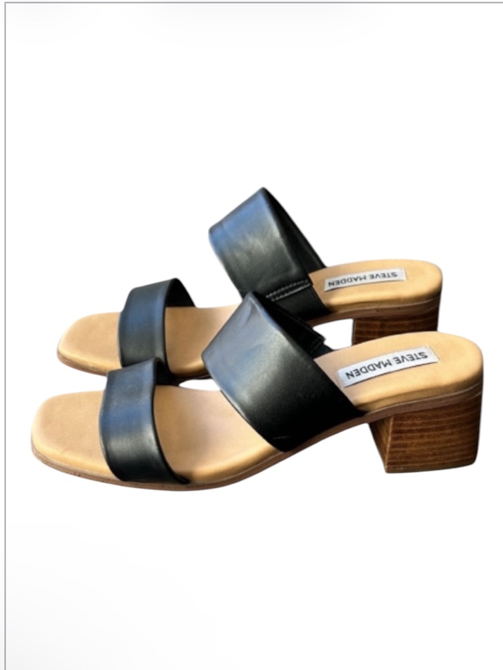 Steve Madden Women’s Black Strappy Sandals Block Heel EU Size 38